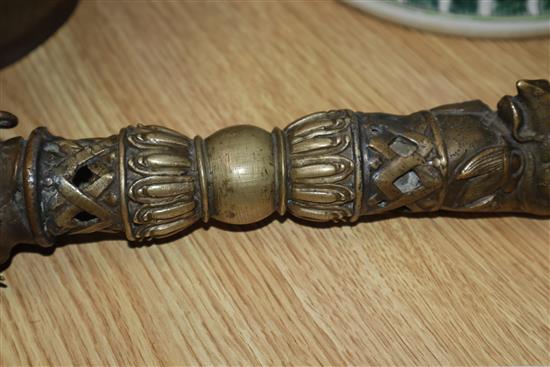 A Tibetan bronze phurba length 46cm